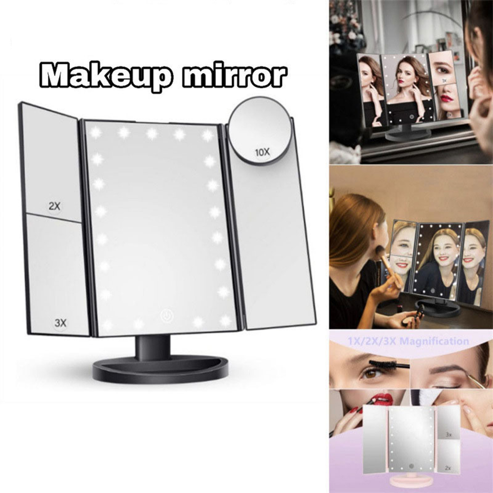 Magnifier With Light - Banyo Katlanır Makyaj Aynası, 2X 3X