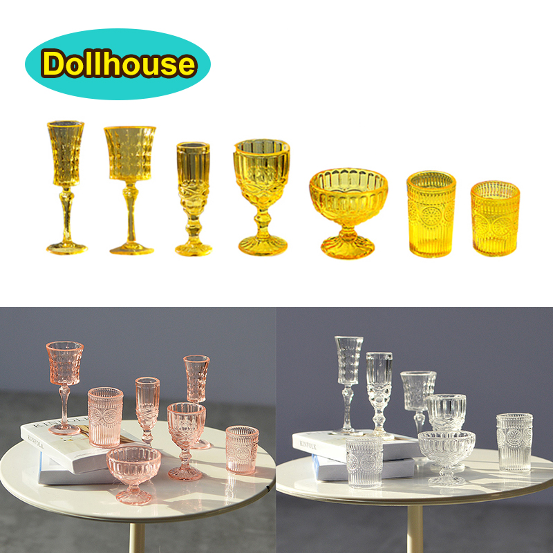 Model Kitchen Set - 7 adet/takım 1:6 minyatür su bardağı