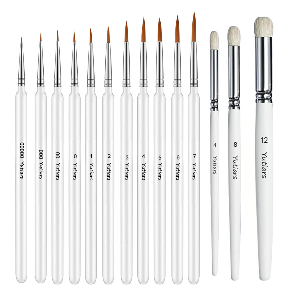 Model Kit Paint Set - Ahşap Saplı 14 Parça İnce Detay