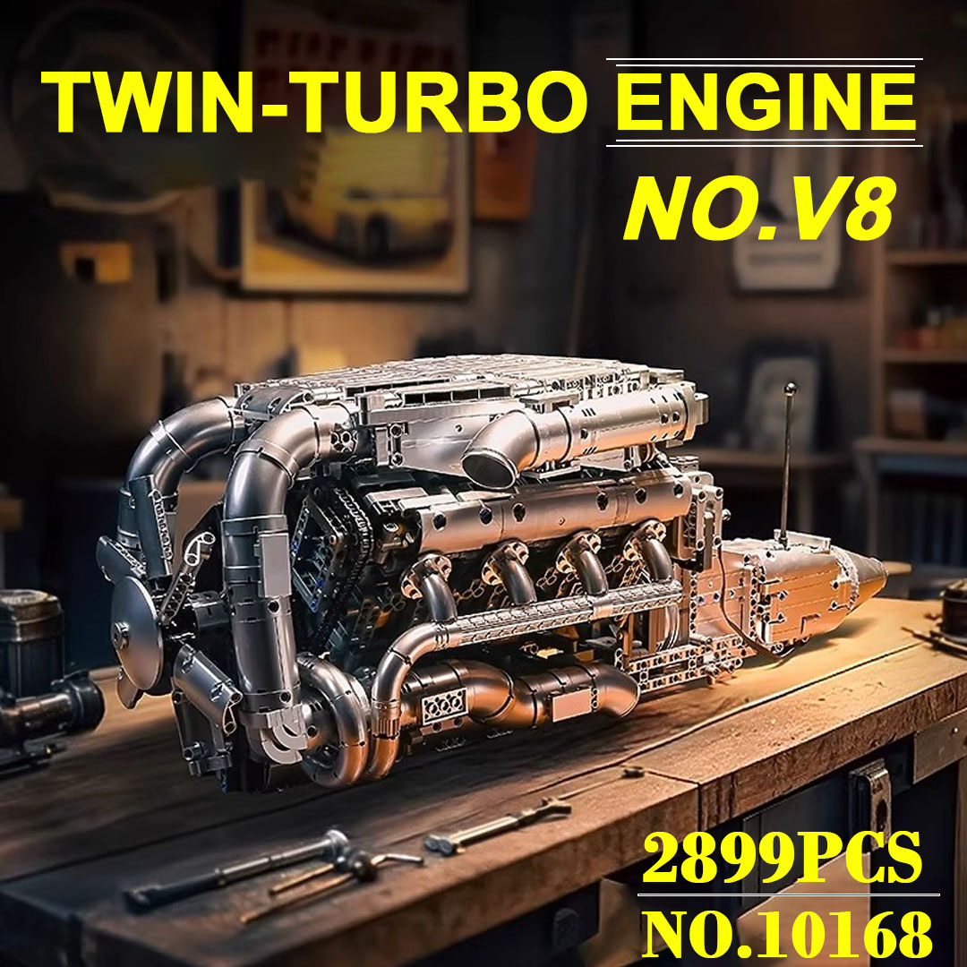 Model Kit V8 - Mould King 10168 V8 Çift Turbo